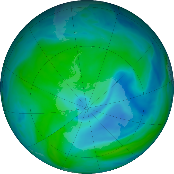 Antarctic ozone map for 26 December 2021